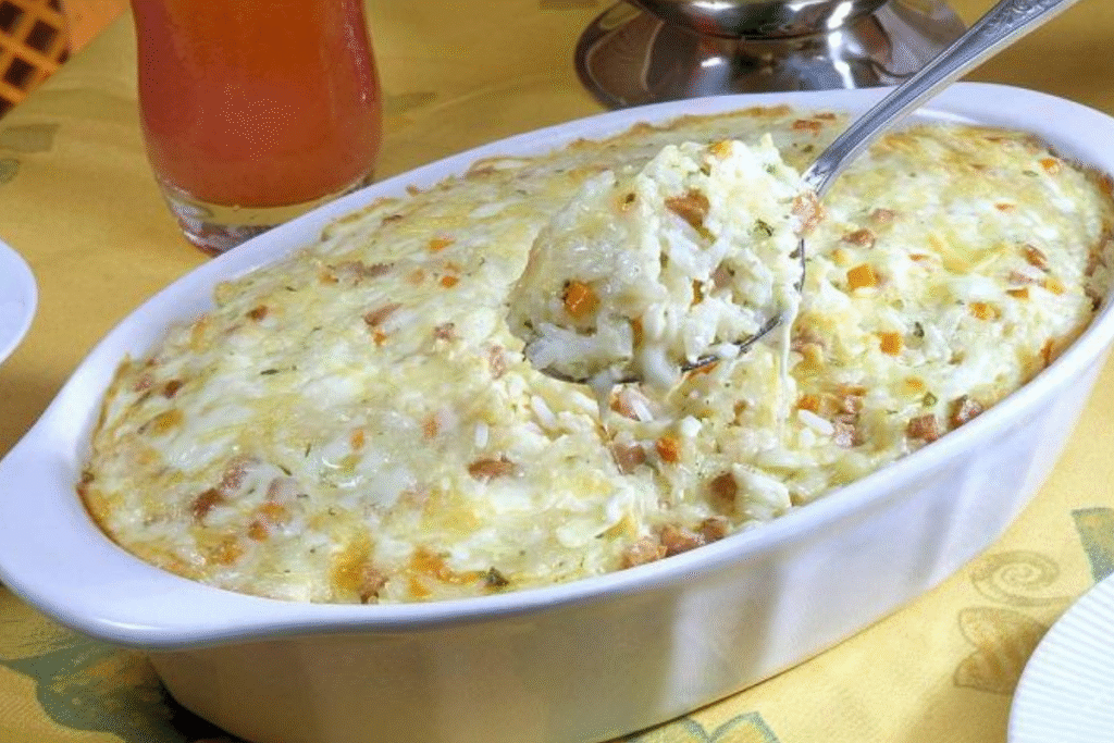 Como fazer arroz de forno cremoso com frango